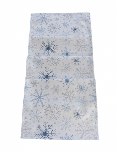 Blue and Grey Snowflakes Christmas Table Runner 100-250cm